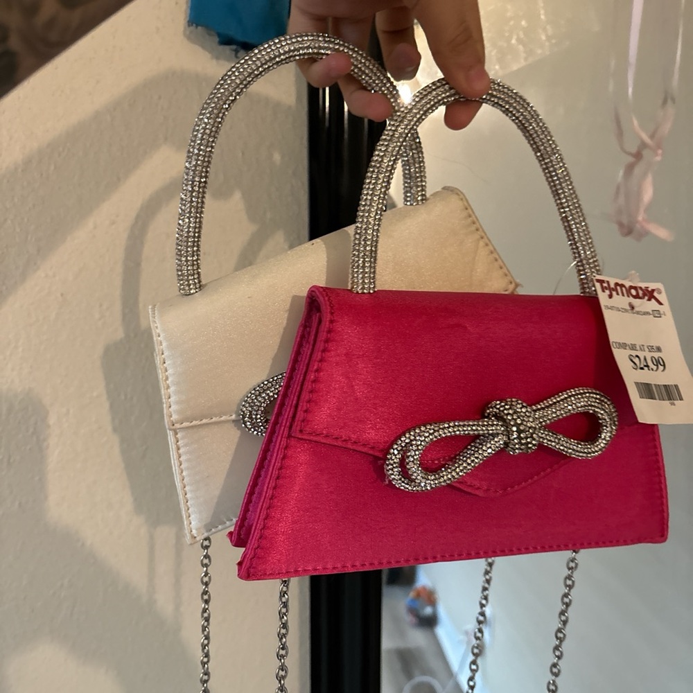 Elegant Pink and White Handbag Set